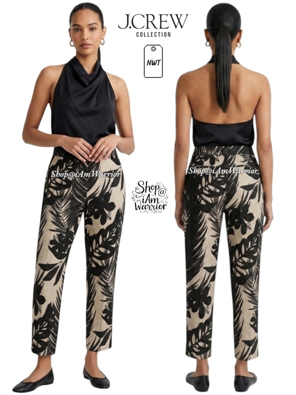 J.Crew Collection NWT palm leaf print cropped linen blend pants *shop@iamwarrior